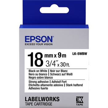 Epson Label Cartridge Strong Adhesive LK-5WBW Black/White 18mm (9m)