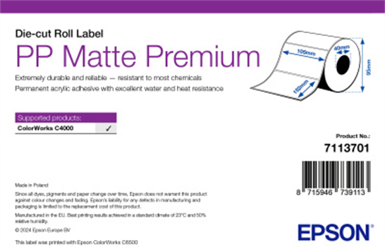 Epson PP Matte Premium, Die-Cut Roll,, label roll, synthetic, W 105mm, H 152mm
