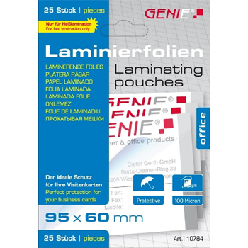 Genie Laminovací fólie 95 x 60 mm, 100 mic., 25 ks