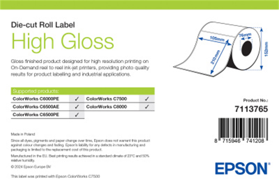 High Gloss Label, Die-Cut, 105mm x 210mm, 273 L