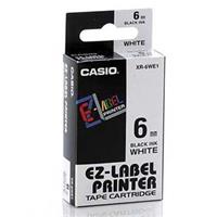 Páska Casio XR-6WE1 - originální | černý tisk, bílý podklad, 6 mm